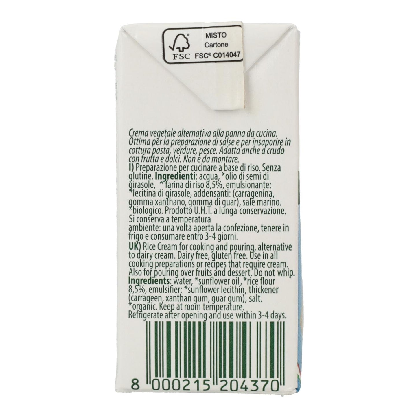 Crema de Arroz Líquida para Cocinar Bio Vitariz 200ml