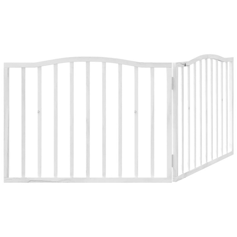 Vidaxl Puerta Para Perros Plegable 2 Paneles Madera Álamo Blanca 160cm_5