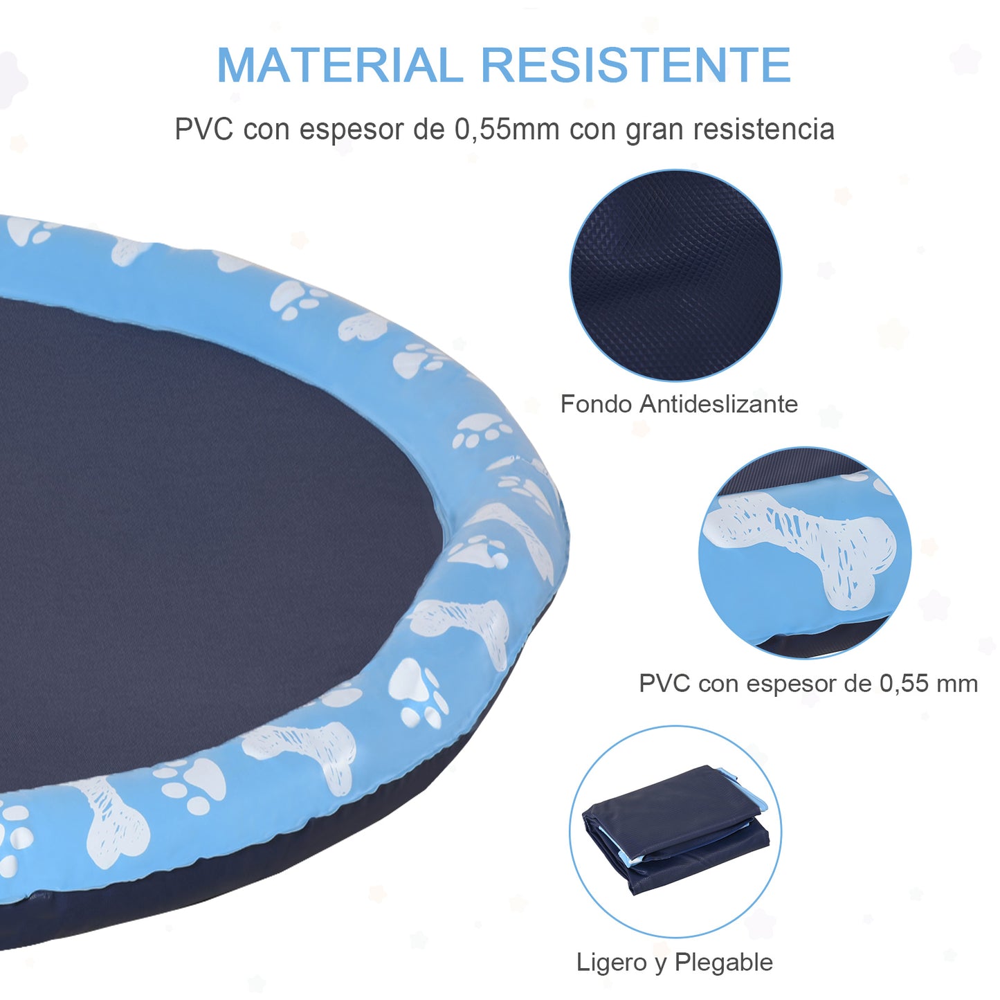 Pawhut Splash Pad Aspersor De Juegos De Agua 150cm Para Mascotas Jardín Patio_5