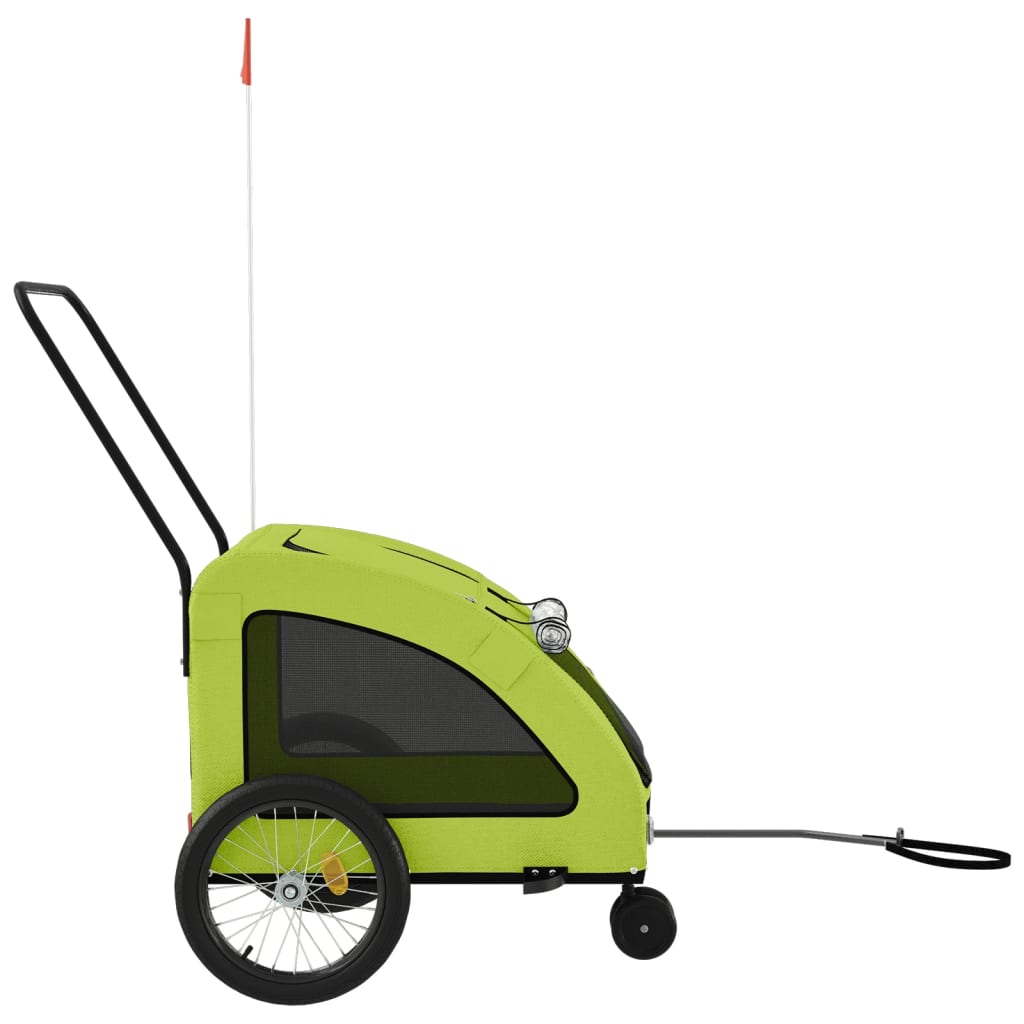 Remolque De Bicicleta Mascotas Hierro Tela Oxford Verde_5