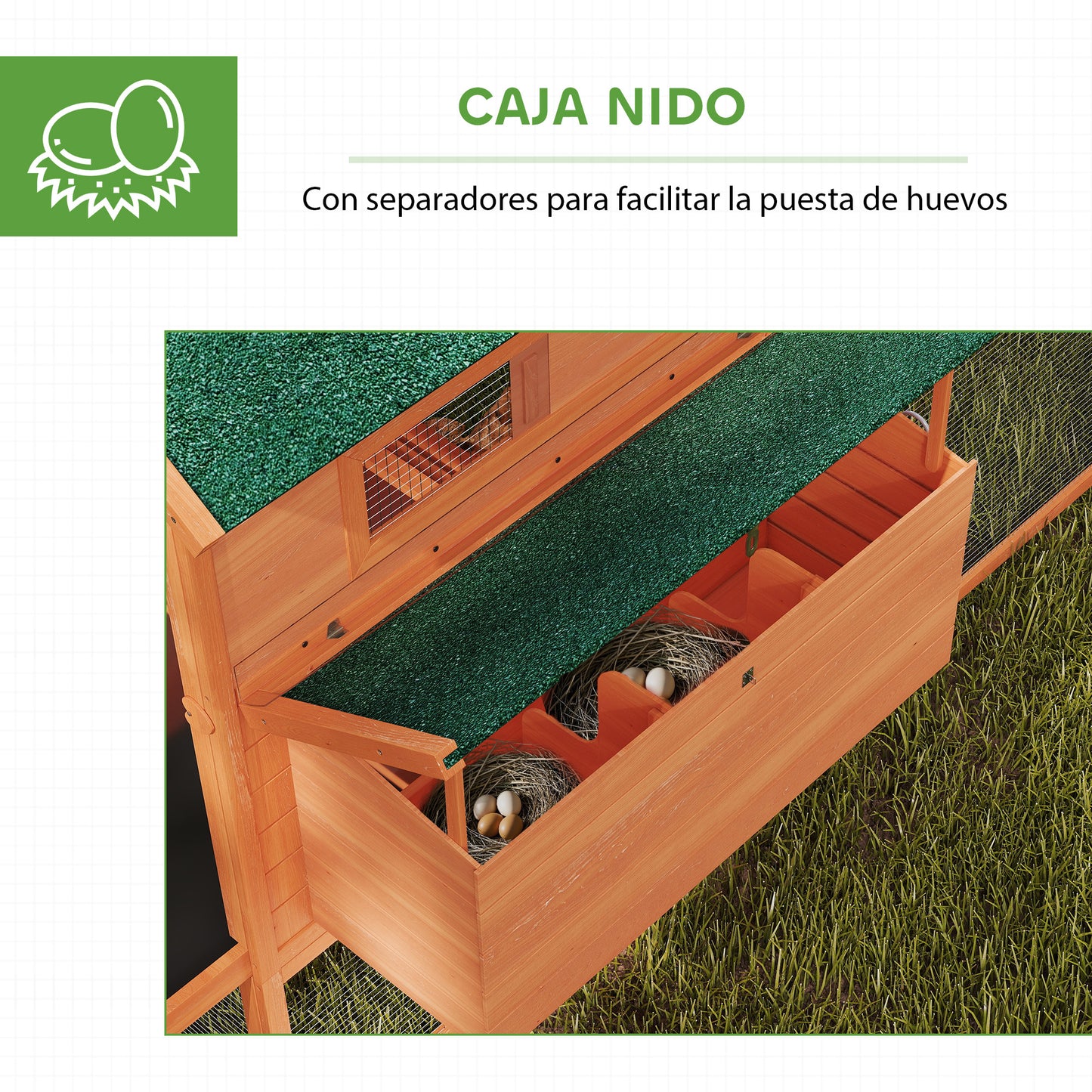 Pawhut Gallinero Grande Exterior Con 2 Nidos Corral 347x160x150cm Naranja_5