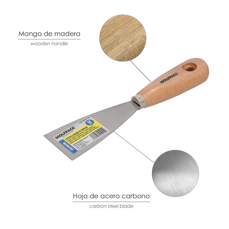 Espatula Mango Madera Hoja Acero 50 Mm. Espatula Yeso, Espatula Pintor, Espatula Masillas, Espatula Pladur, Etc.