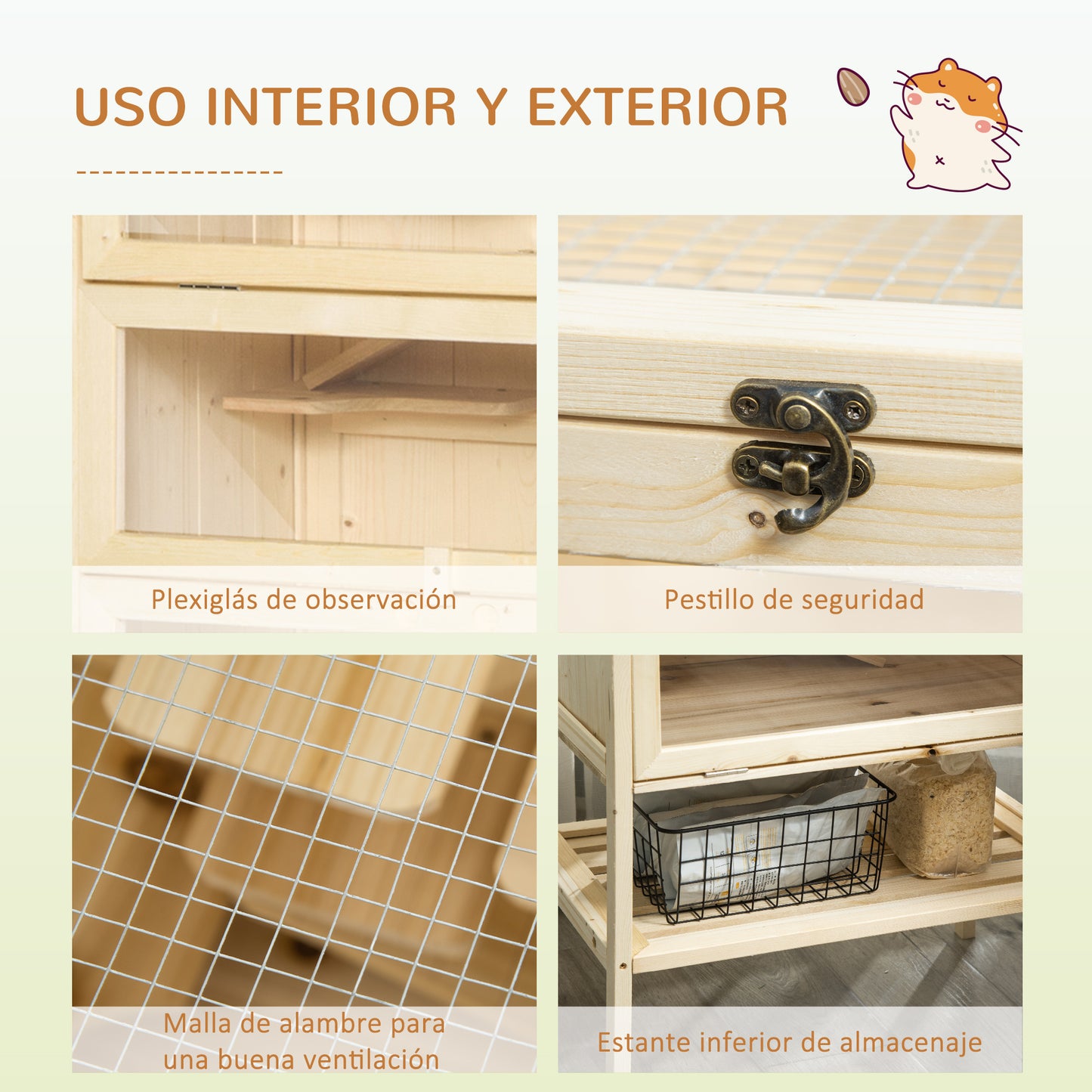 Pawhut Jaula De Madera 5 Pisos Para Hámster Y Otros Roedores Pequeños_5