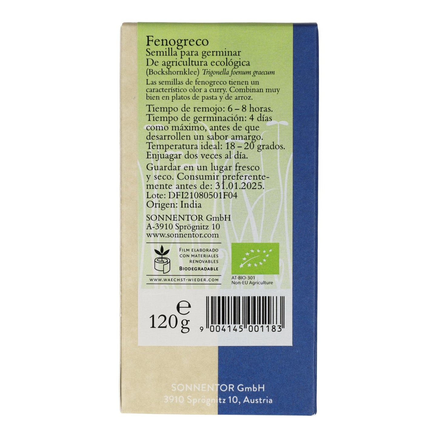 Semillas fenogreco eco para germinar