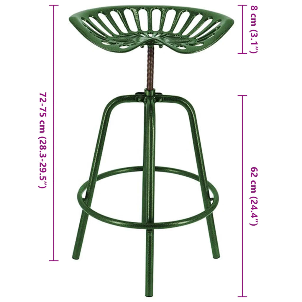 Esschert Design Taburete Con Forma De Asiento De Tractor Verde_1