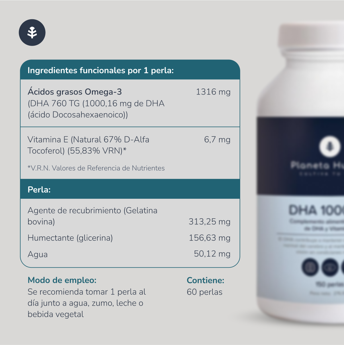 DHA 1000 mg Planeta Huerto 60 perlas