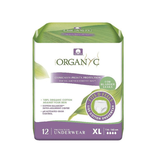 Pañales de Algodón para la Incontinencia Talla XL (113-163 cms) Organyc 12 Uds