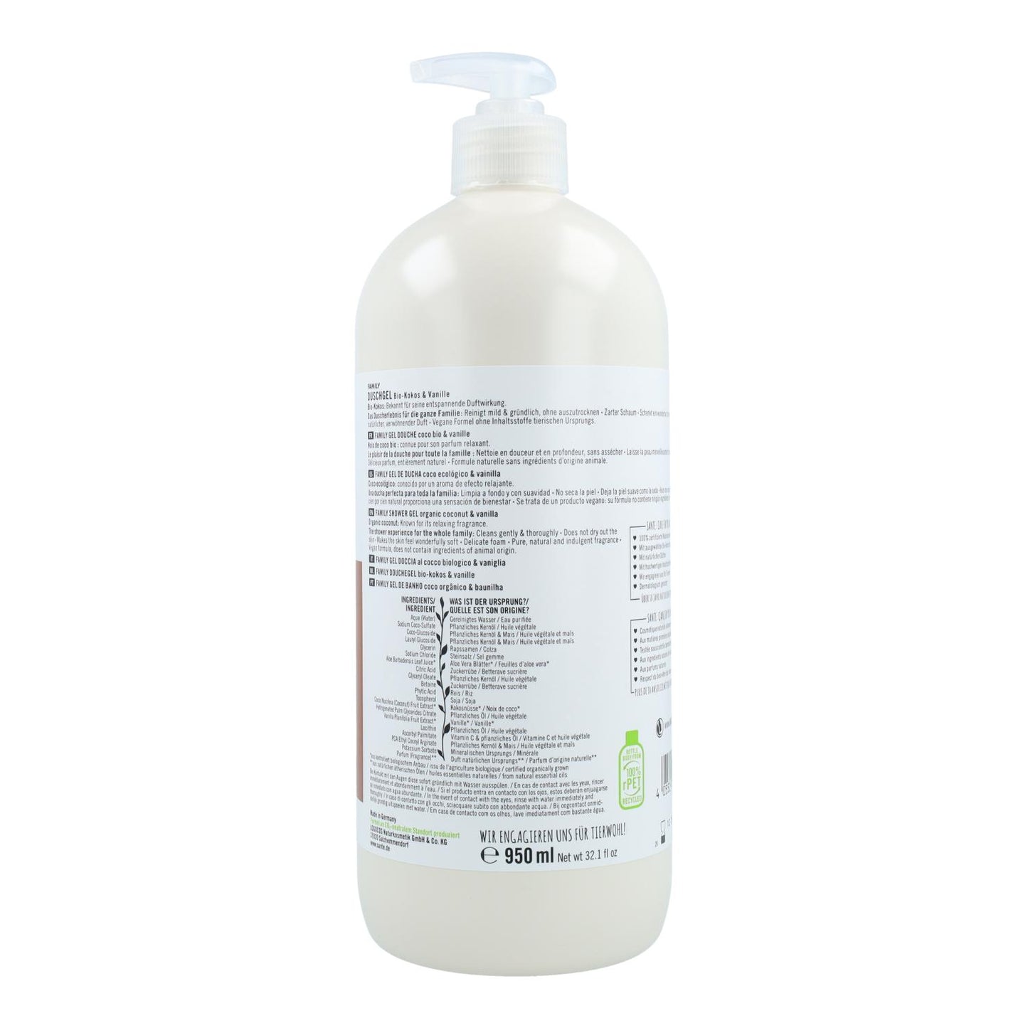 Gel de ducha BIO de coco y vainilla Sante 950 ml