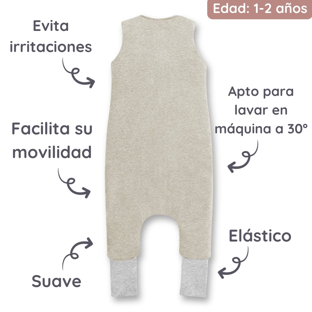 Saco De Dormir Con Pies Reversible T-m Jersey Algodón Melange Light-dark Grey