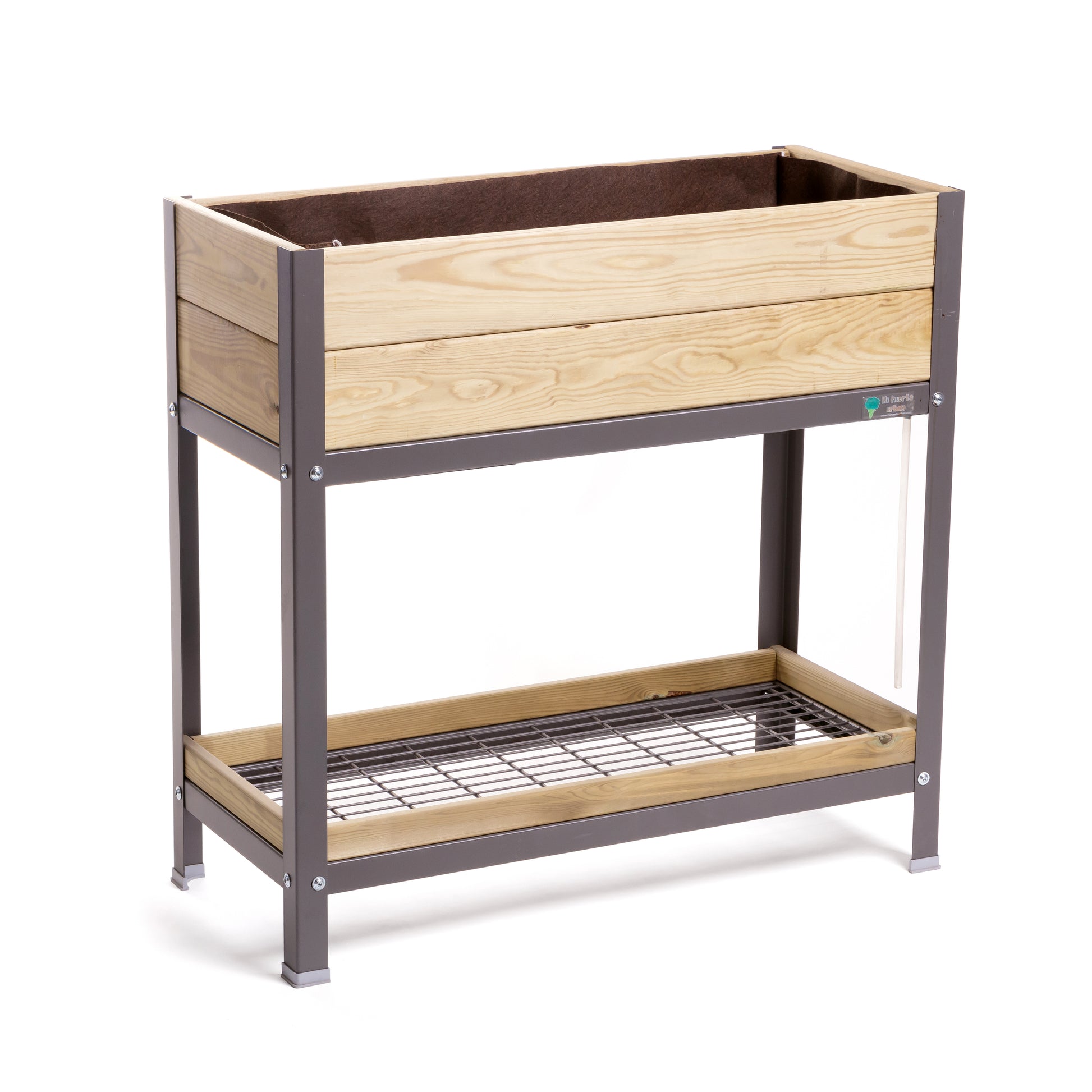 MI HUERTO URBAN Jardinera Elevada Madera con Bandeja Recoge Aguas | Estructura Metálica | Gris | 90x40x90cm