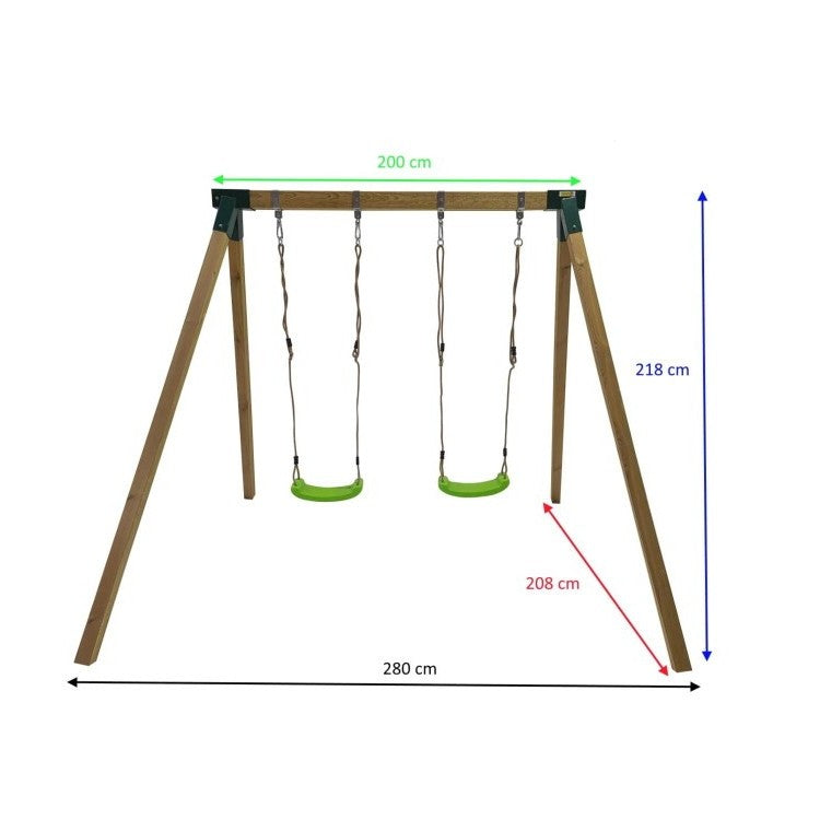 Columpio Doble De Madera Cuadrada Masgames Karai Junior Xl.