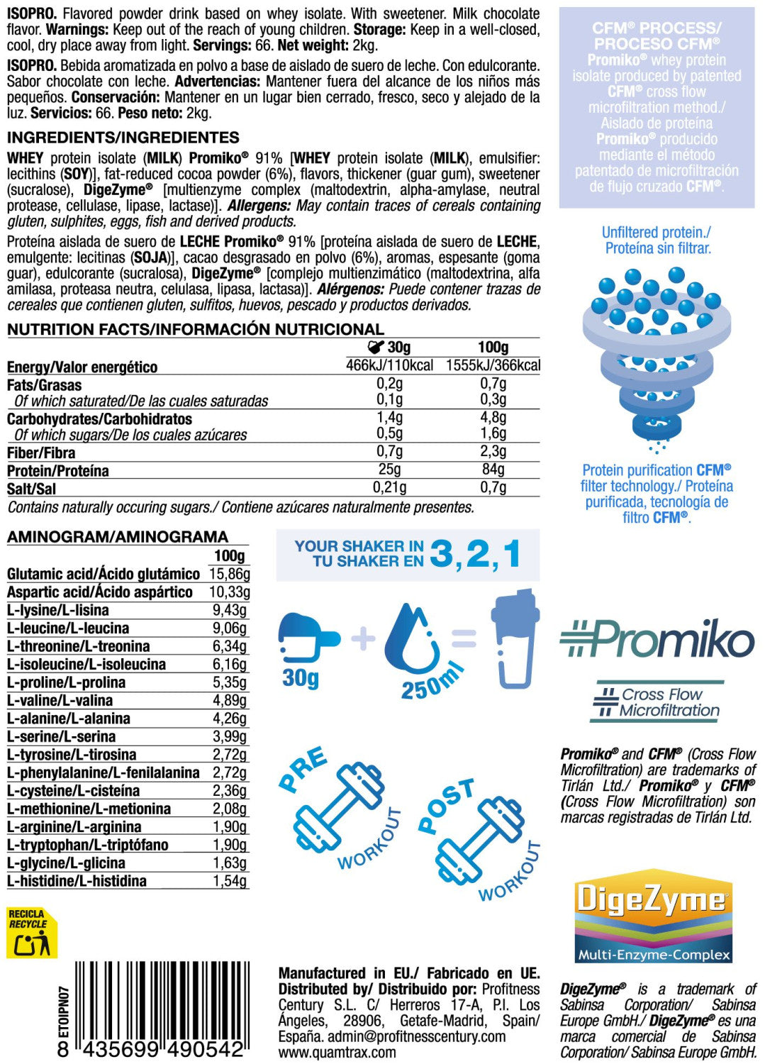 Isopro Cfm - 2kg - Chocolate Con Leche - Proteína De Aislado De Suero Isolate - Quamtrax_5