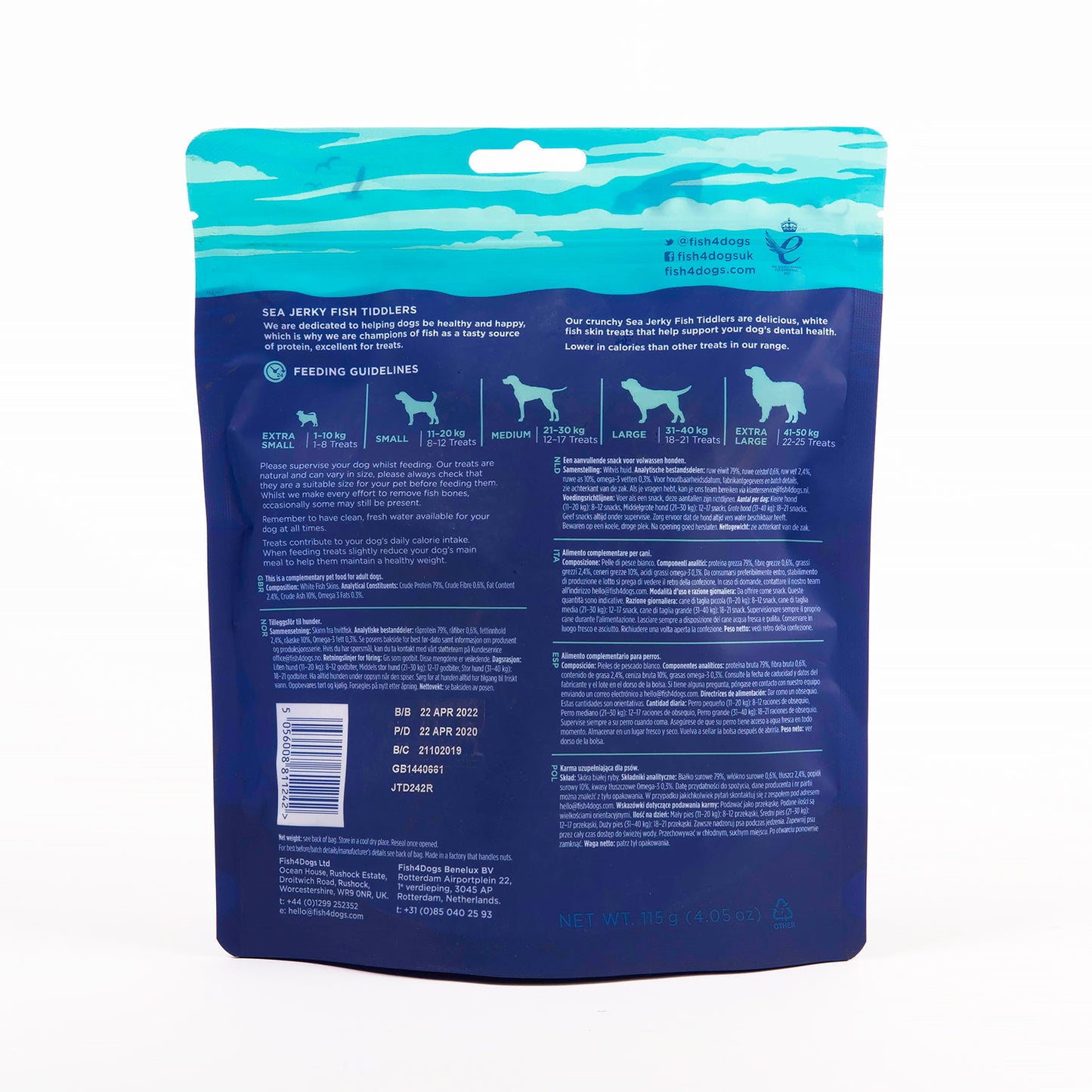 Fish4dogs Snack Dental Natural – Sea Jerky Fish Tiddlers 115 G (pack De 10)