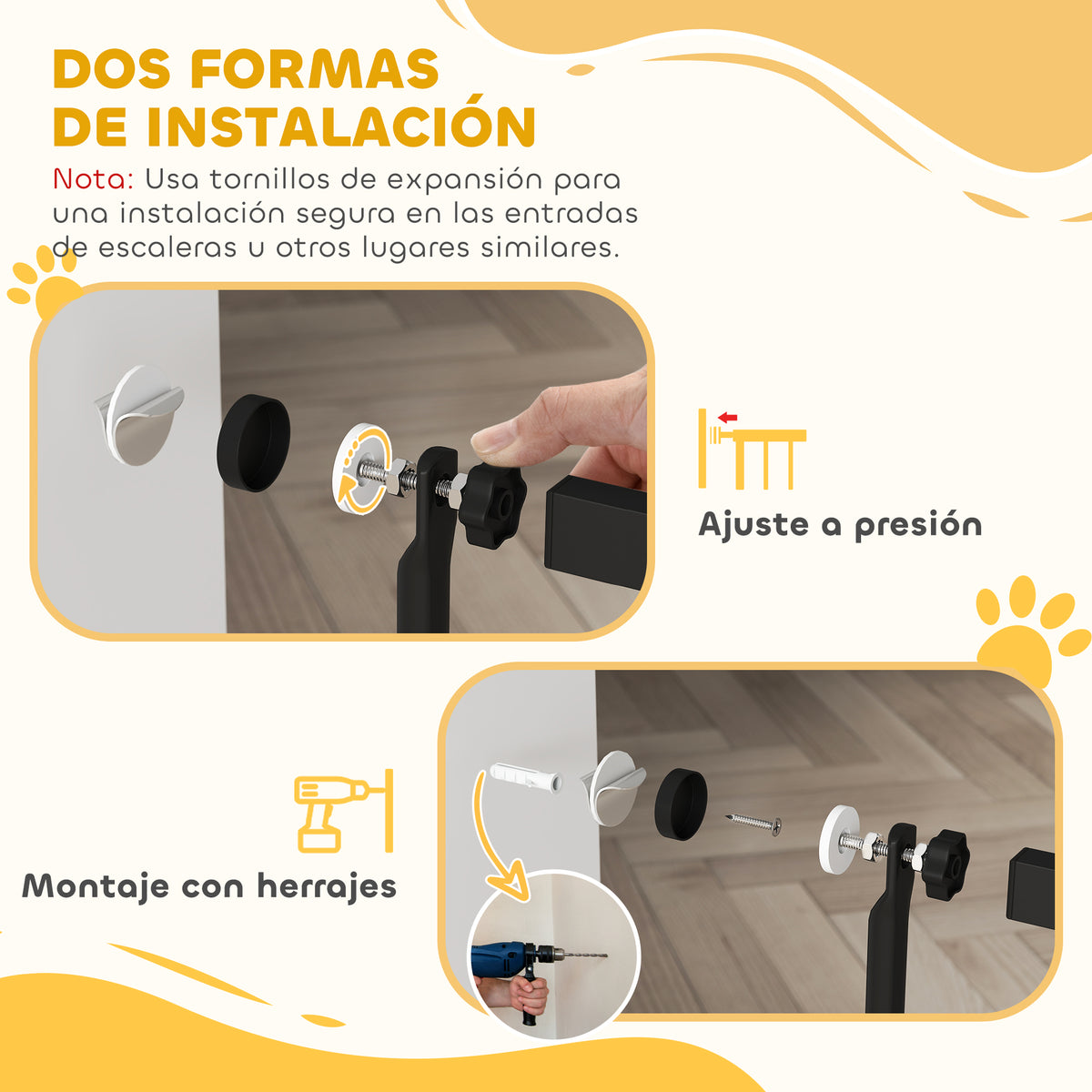Pawhut Barrera Para Perros Con Ancho Ajustable 77-104 Cm Con Extensiones Negro_5
