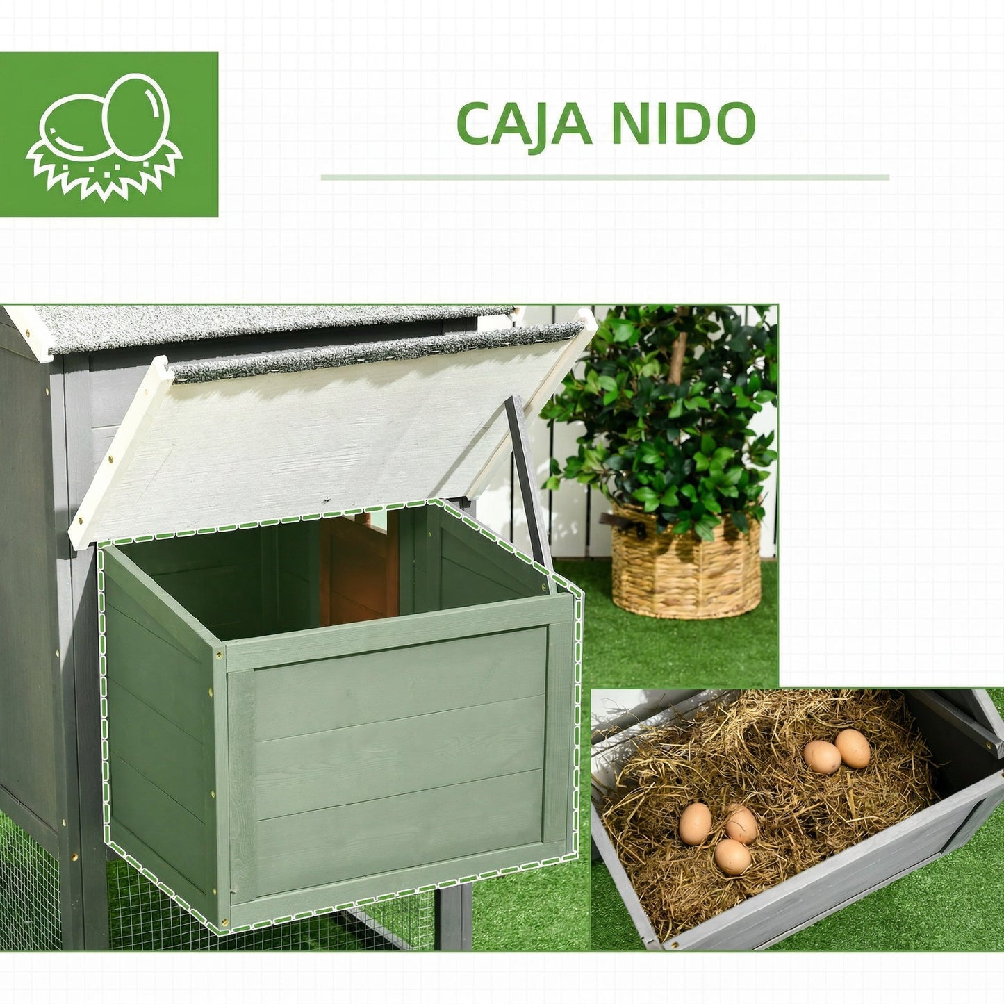 Pawhut Gallinero Para Exterior Grande De Madera 300x66x116 Cm Con Nido Corral_5