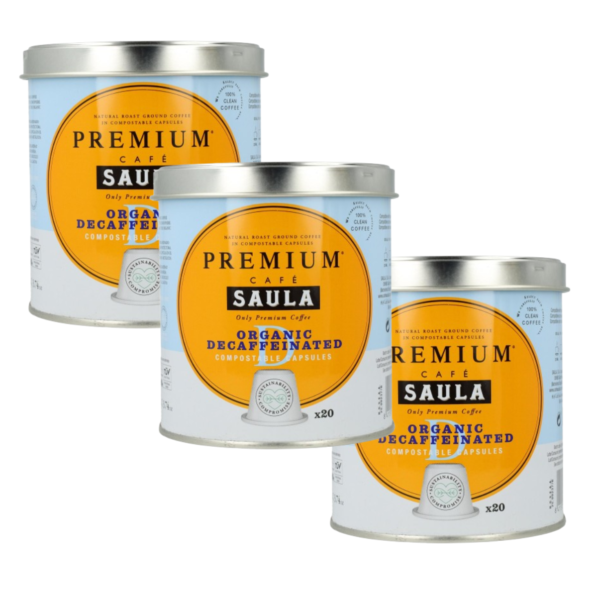 Pack x 3 café descafeinado ECO Caps Compostables Saula 20uds