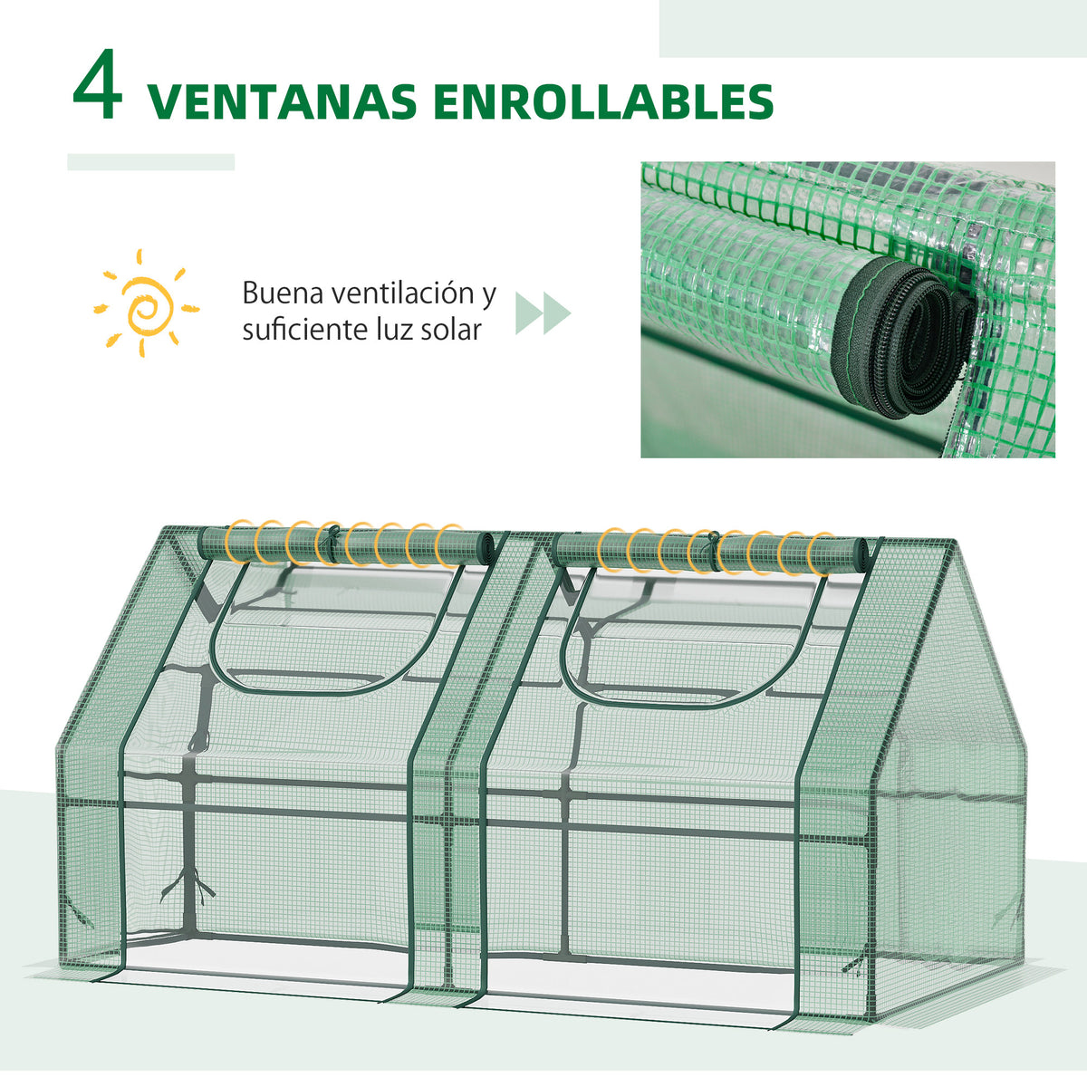 Outsunny Invernadero Pequeño Con Cubierta Doble 180x90x90 Cm Verde_5