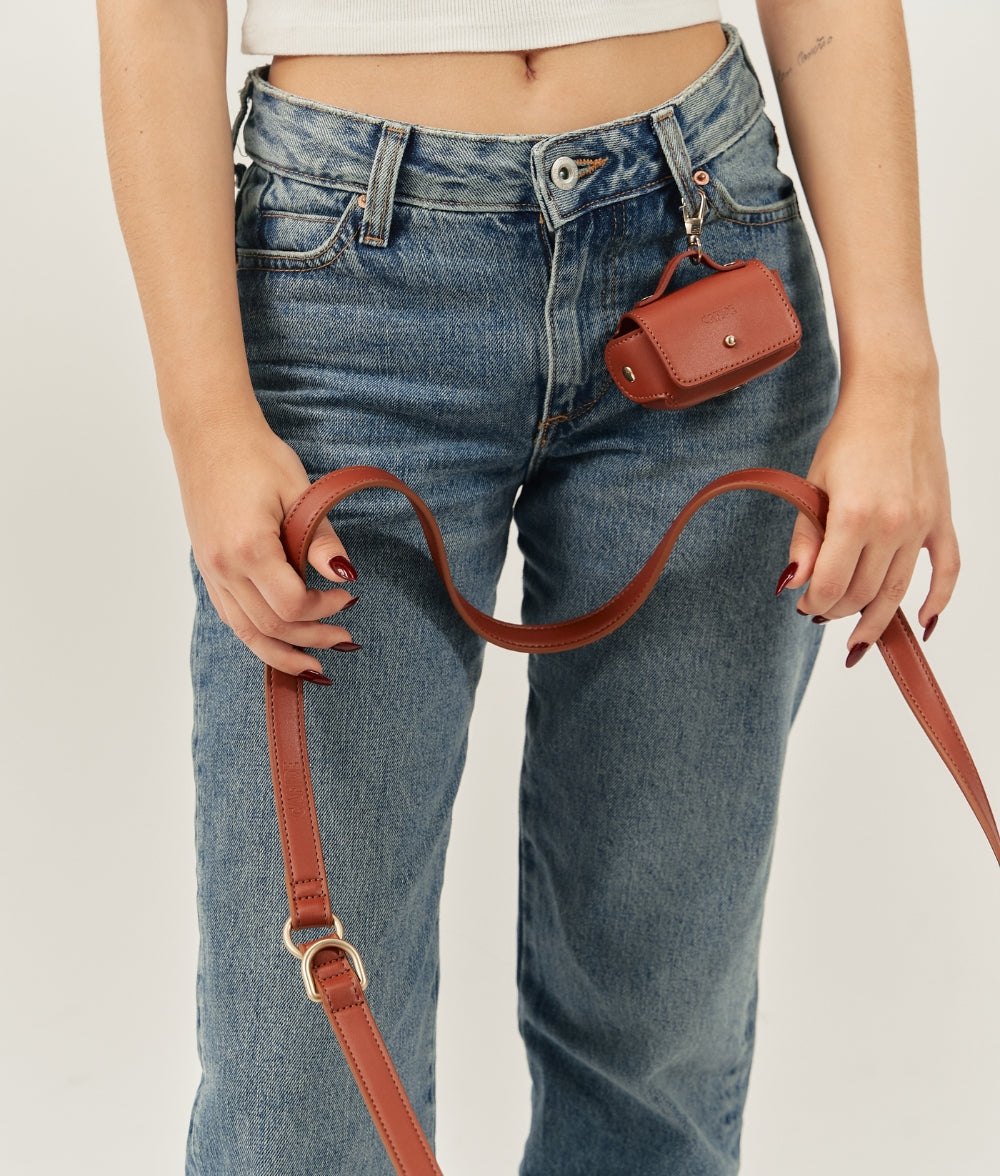 Cafide Portabolsas De Cuero Vegano Marrón. Modelo Jala.