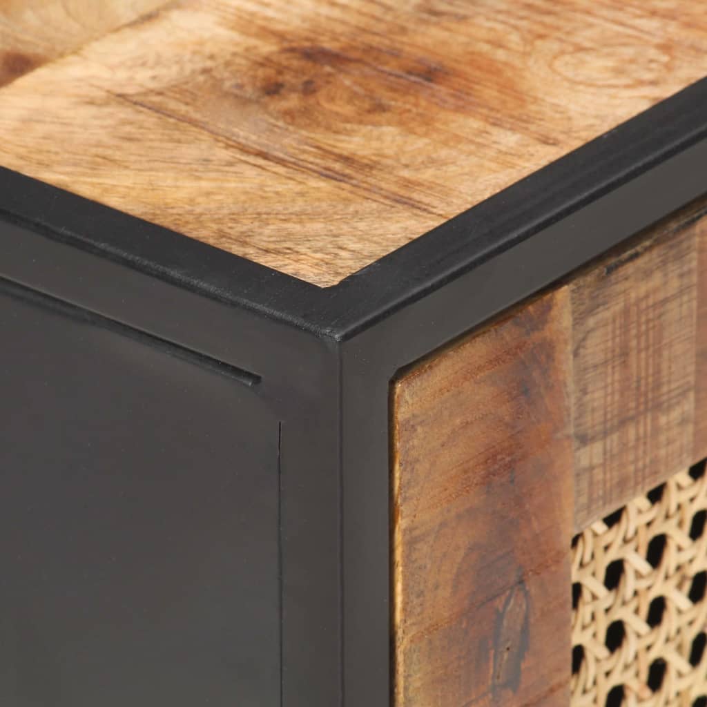 Mesita De Noche Madera De Mango Rugosa Caña Natural 40x30x50cm_4
