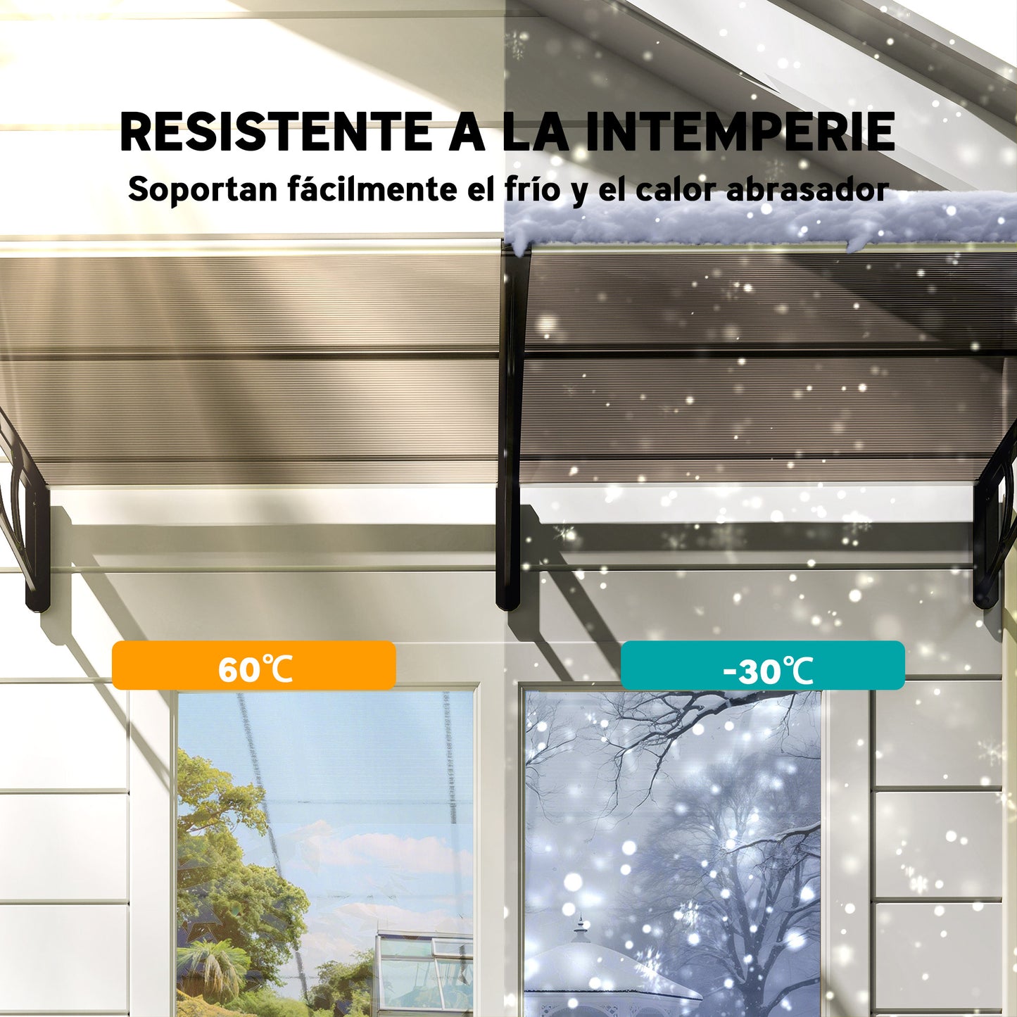 Outsunny Tejadillo De Protección 200x96 Cm Para Puertas Y Ventanas Marrón_5