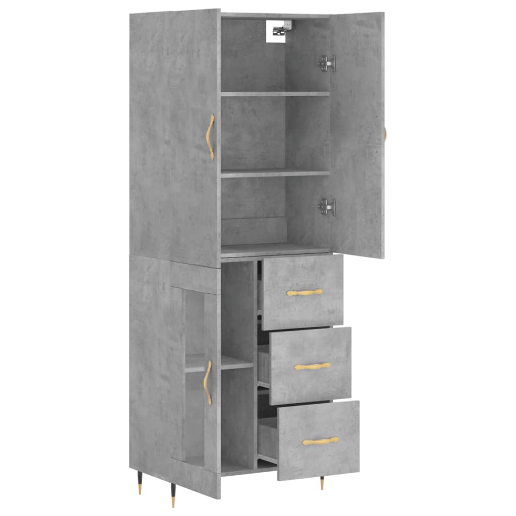 Aparador Alto Madera Contrachapada Gris Hormigón 69,5x34x180 Cm_3