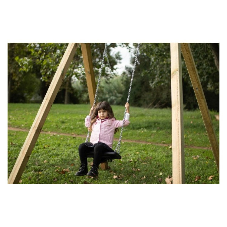 Columpio Individual De Madera Cuadrada Masgames Karai Deluxe Adultos Con Cadenas.