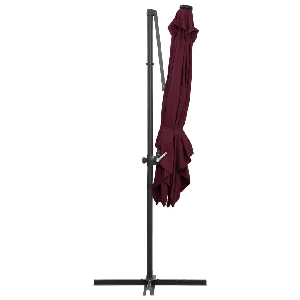 Vidaxl Sombrilla Jardín Voladiza Con Luces Led Rojo Burdeos 250x250 Cm_4