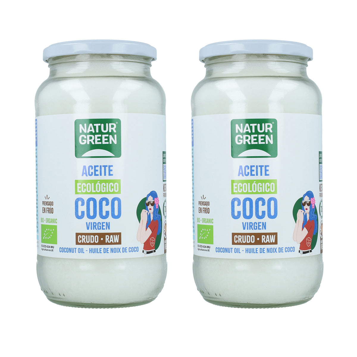 Pack 2 x Grasa de coco Virgen Crudo Bio NaturGreen 800 g