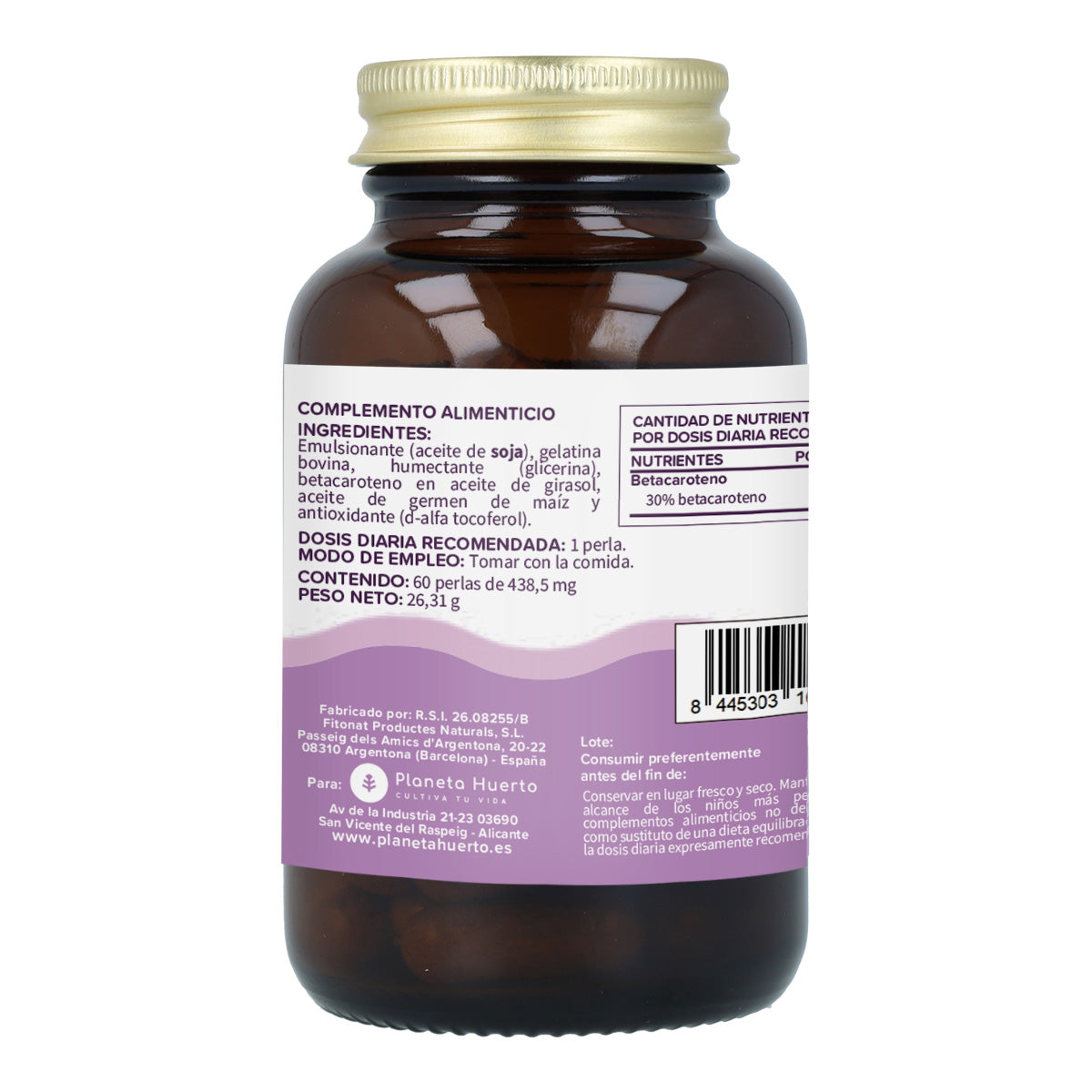 Sun bronze betacaroteno Planeta Huerto 60 perlas