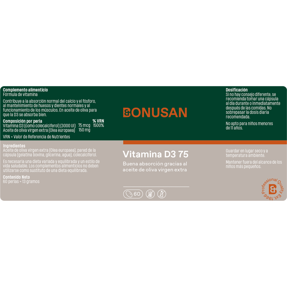 Vitamina D3 75 Bonusan 60 perlas