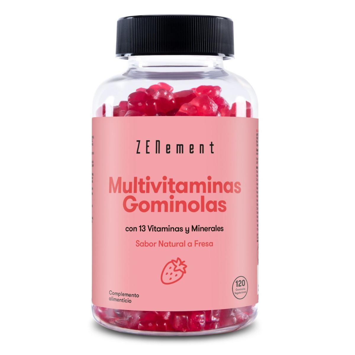 Multivitaminas gominolas, sabor natural a fresa, 120 gominolas
