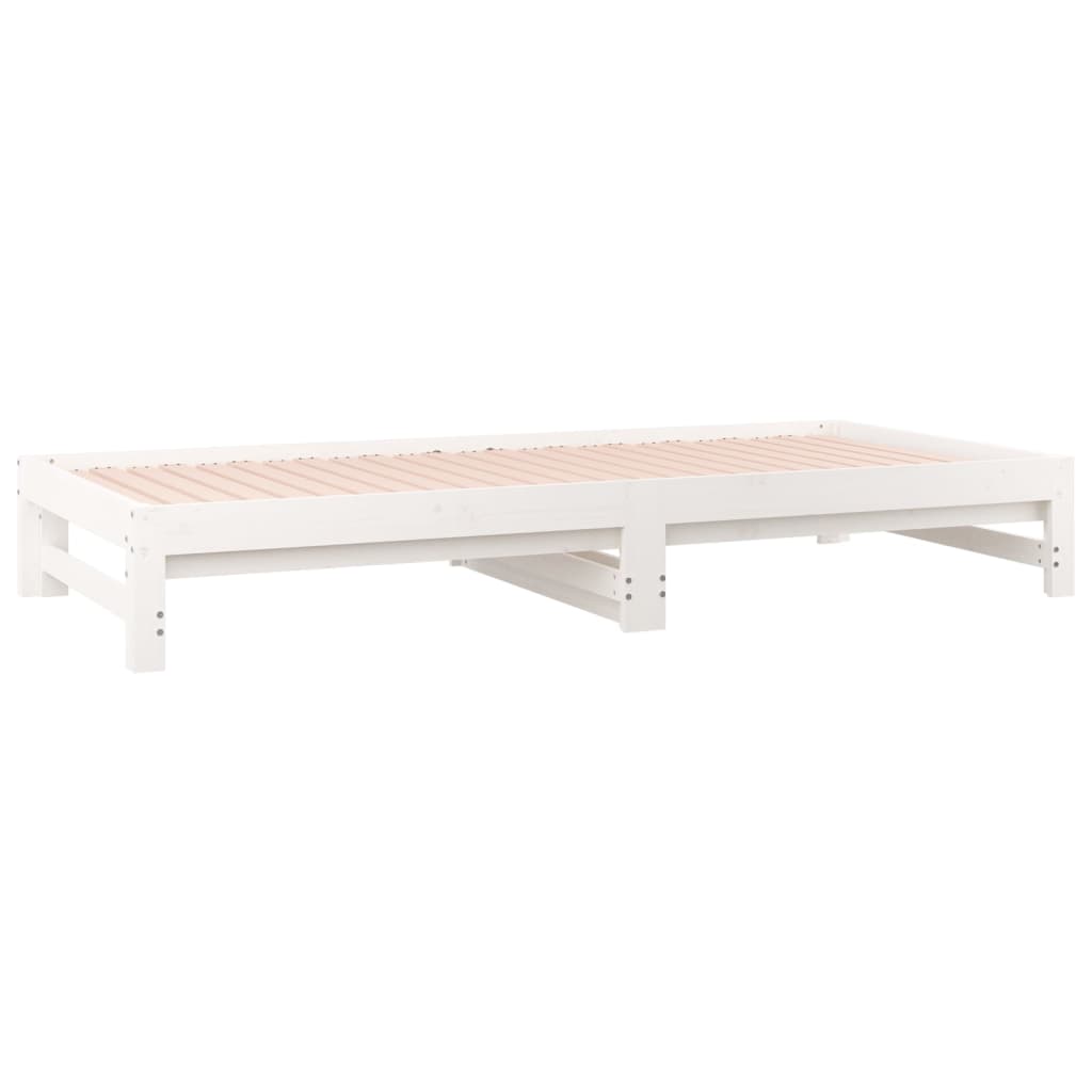 Sofá Cama Extraíble Madera Maciza De Pino Blanco 2x(90x190) Cm / Vetonek_5