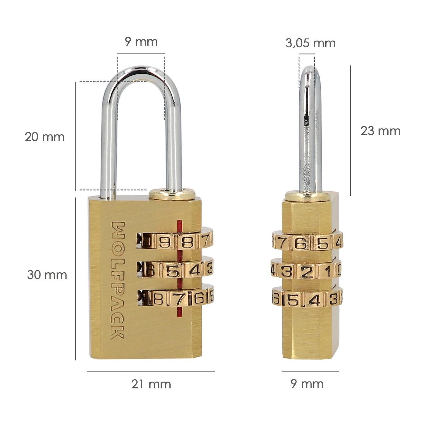 Candado Combinación Laton 22 Mm. 3 Dígitos