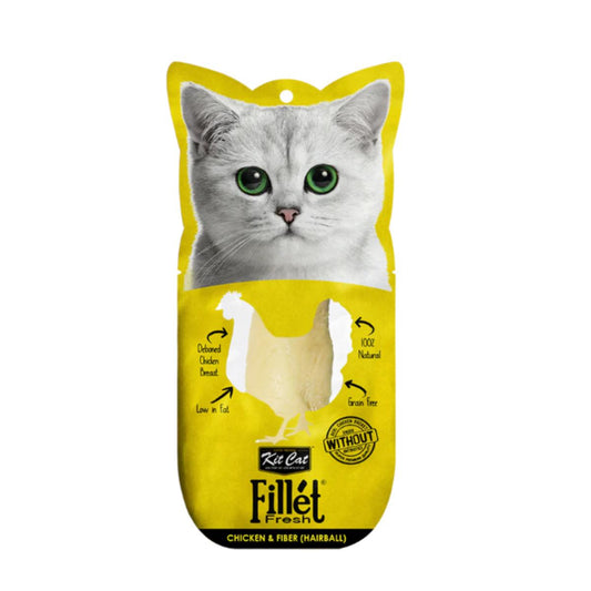 Kit Cat FilletFresh - Pollo y Fibra (Hairball) 30 g Snack natural para gatos