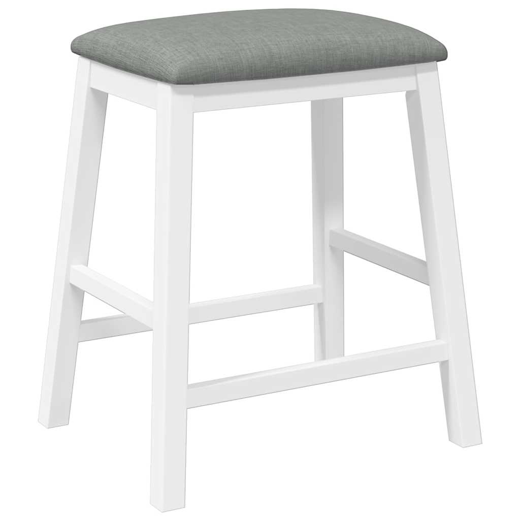 Sillas De Bar Con Cojines 2 Uds Madera Maciza Blanca Caucho_5