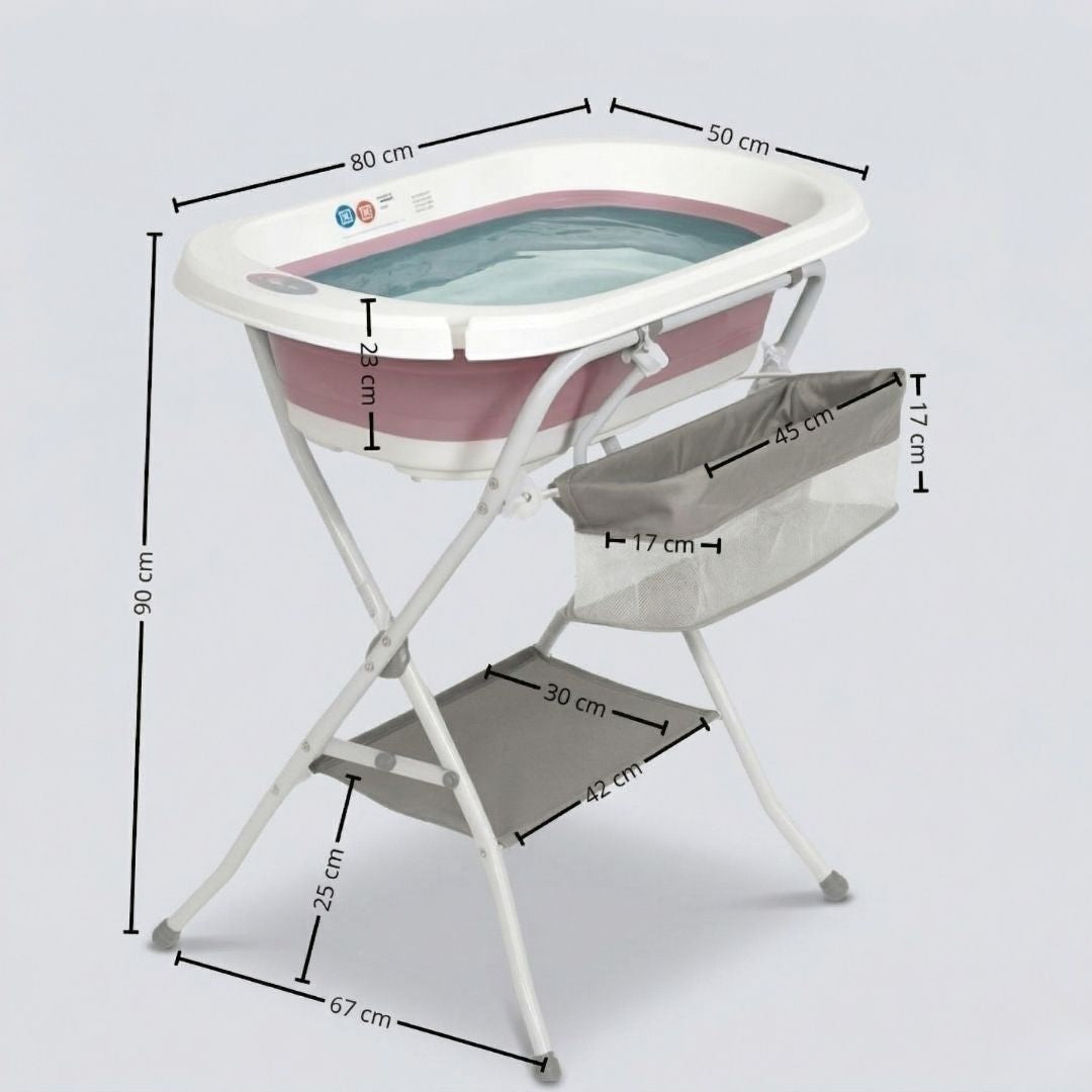 Bañera Plegable Para Bebé Con Soporte De Patas Antideslizantes Rosa Bathby_5