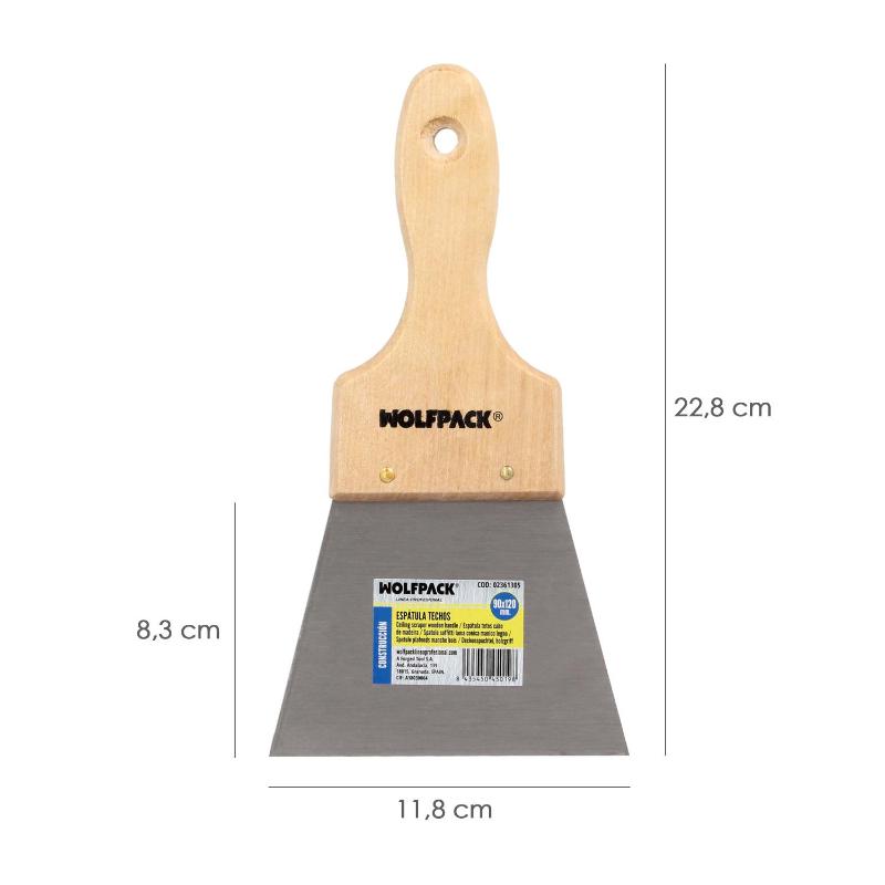 Espatula Techos Mango Madera Hoja Acero 90 X 120 Mm. Espatula Yeso, Espatula Pintor, Espatula Masillas, Espatula Pladur, Etc.
