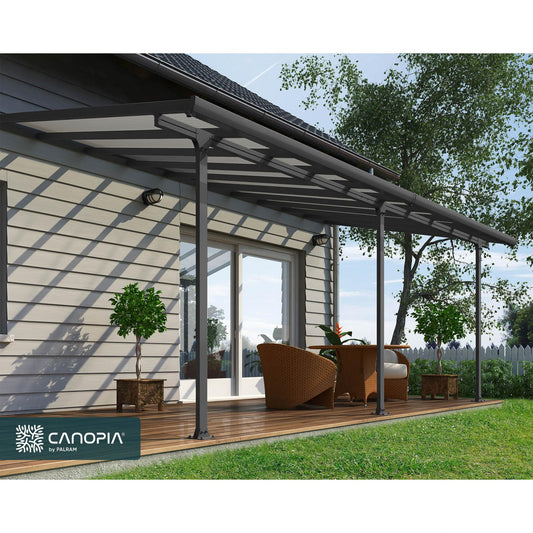 Pérgola adosada Feria 300x61 cm gris