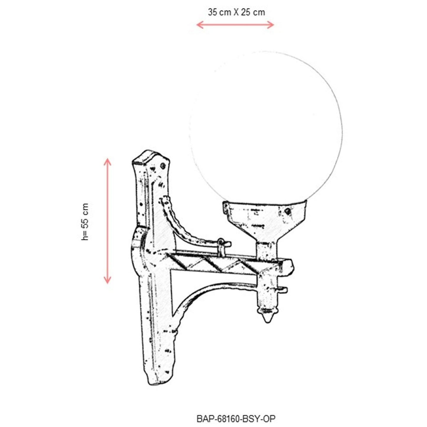 Aplique De Pared Para Exterior, Abs , Negro, 35x25x55, Casquillo E 27 Max 60 W_2