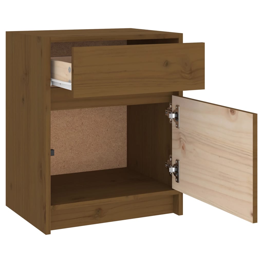 Mesitas Noche 2 Uds Madera Maciza Pino Marrón Miel 40x31x50 Cm_4