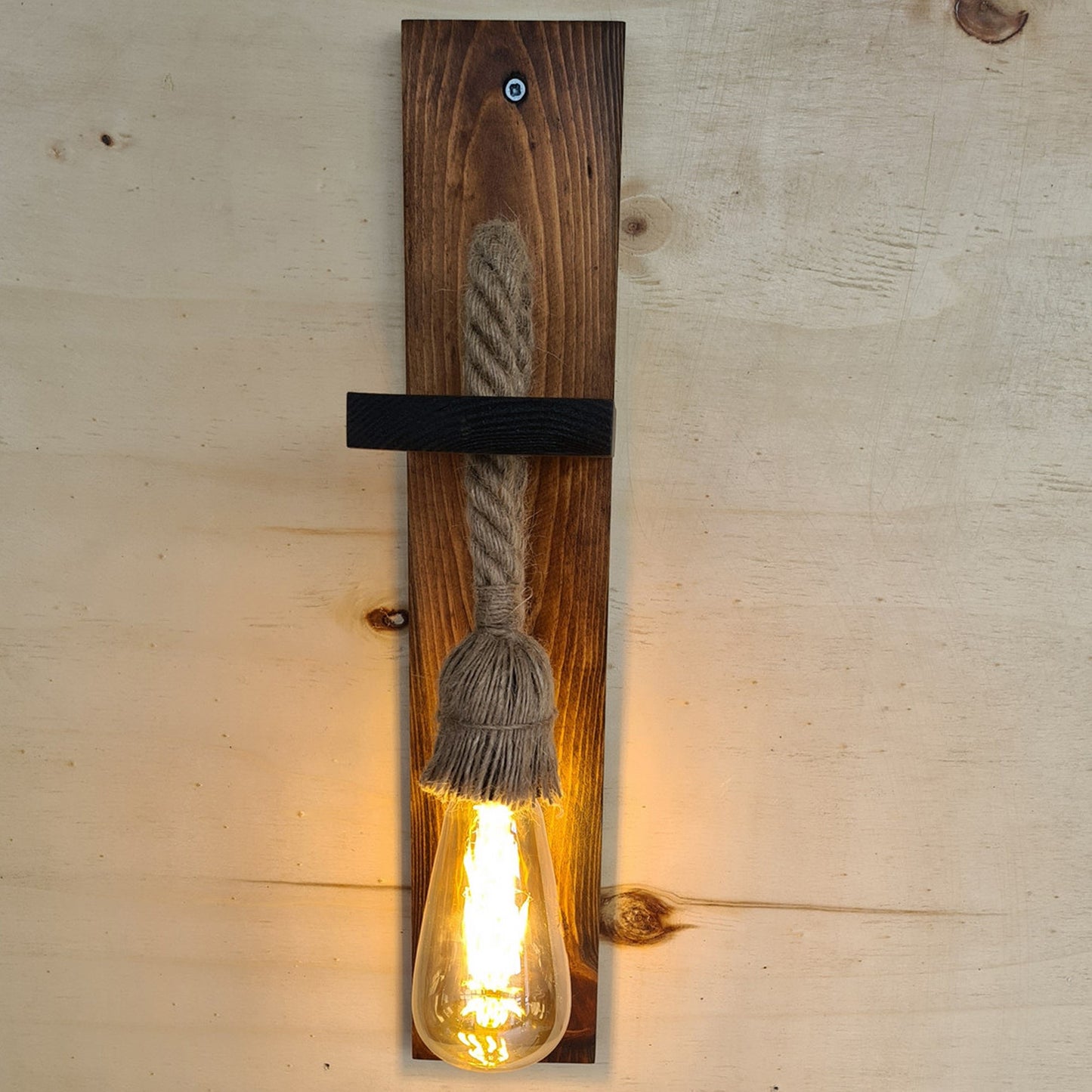 Aplique De Pared, 100% Pino Macizo , Nogal, 45x9x17, Casquillo 1 X E 27 Max 40 W_5