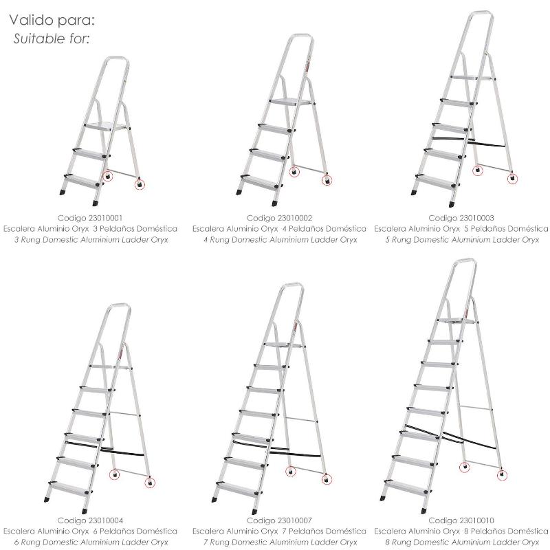 Contera Escaleras Aluminio Oryx Trasera, De 3 A 8 Peldaños