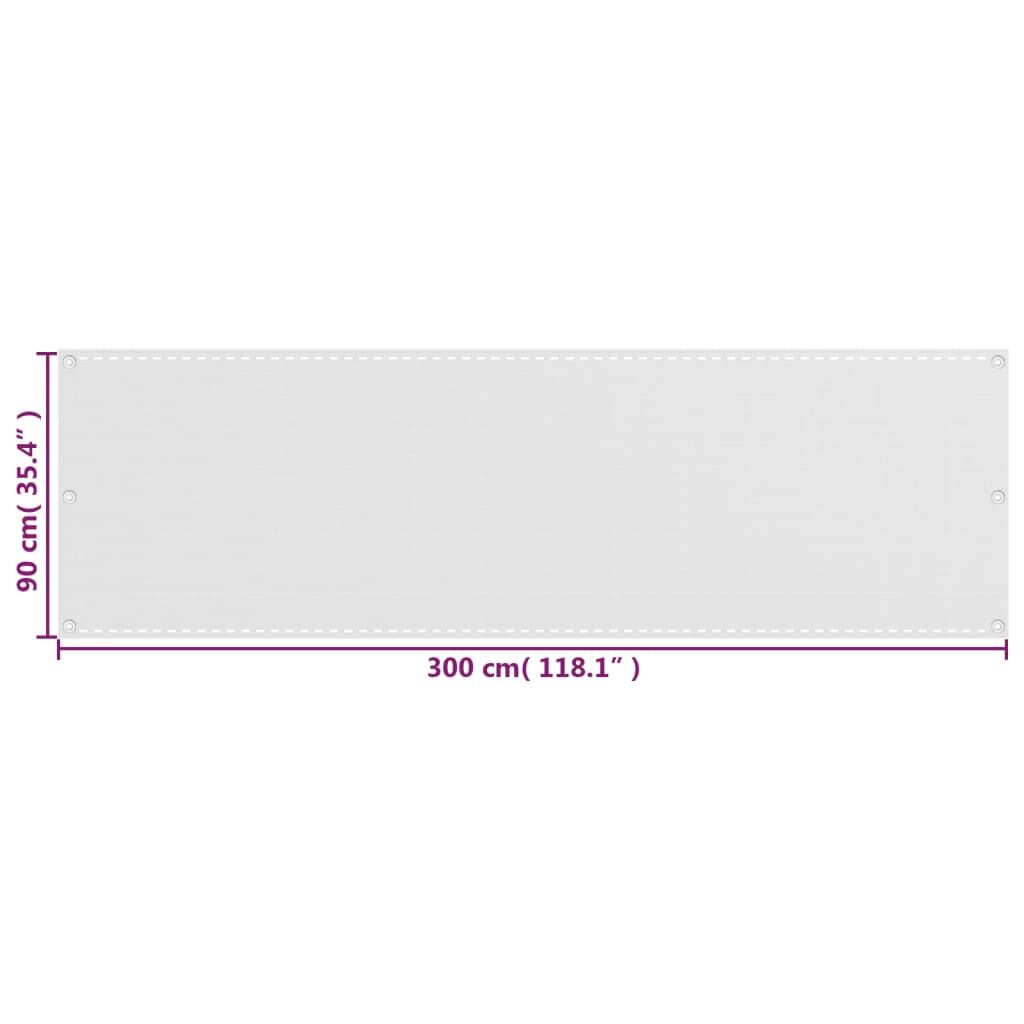 Vidaxl Toldo Para Balcón Hdpe Blanco 90x300 Cm_4