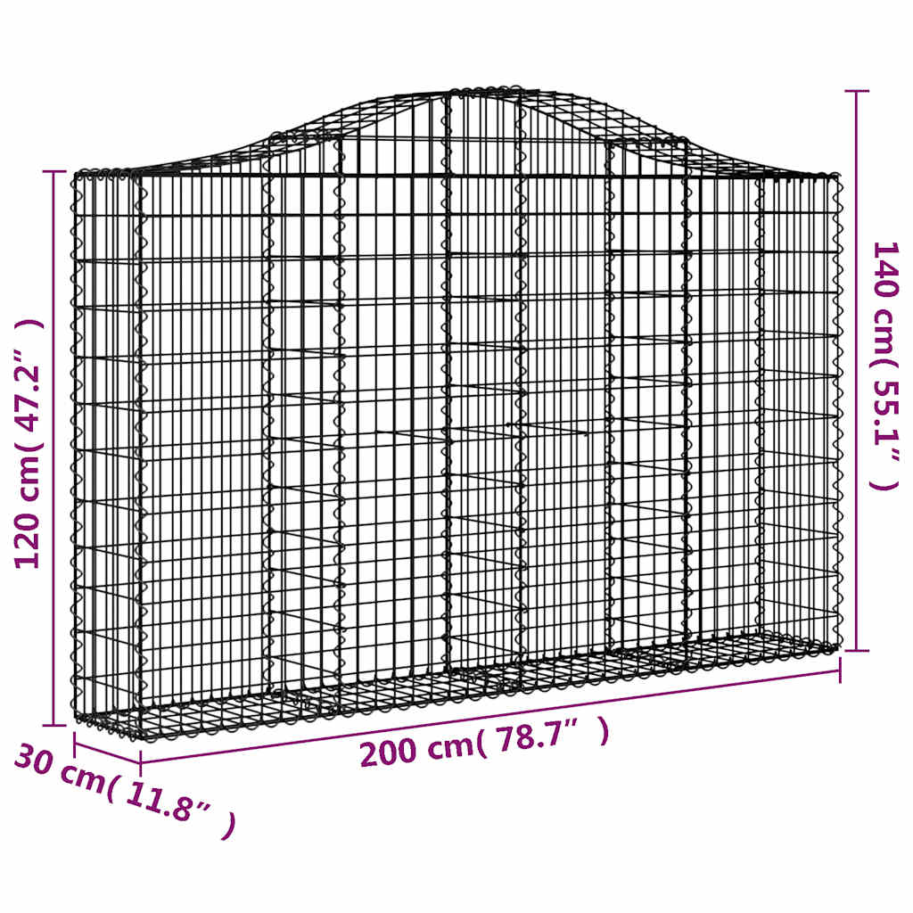 Cestas De Gaviones 2 Uds Forma De Arco Hierro 200x30x120/140cm_5