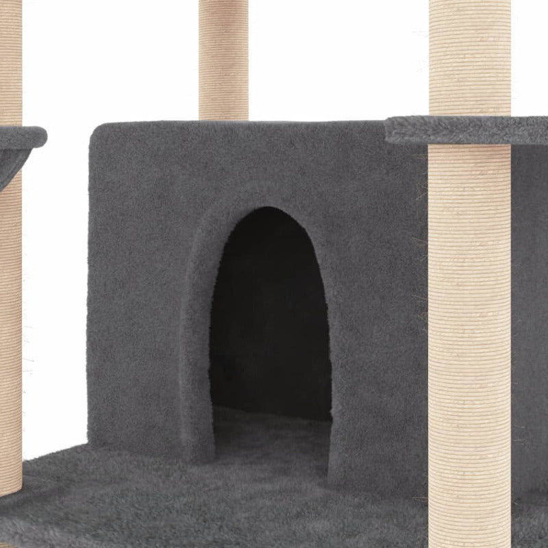 Vidaxl Rascador Para Gatos Con Postes De Sisal Gris Oscuro 166 Cm_5