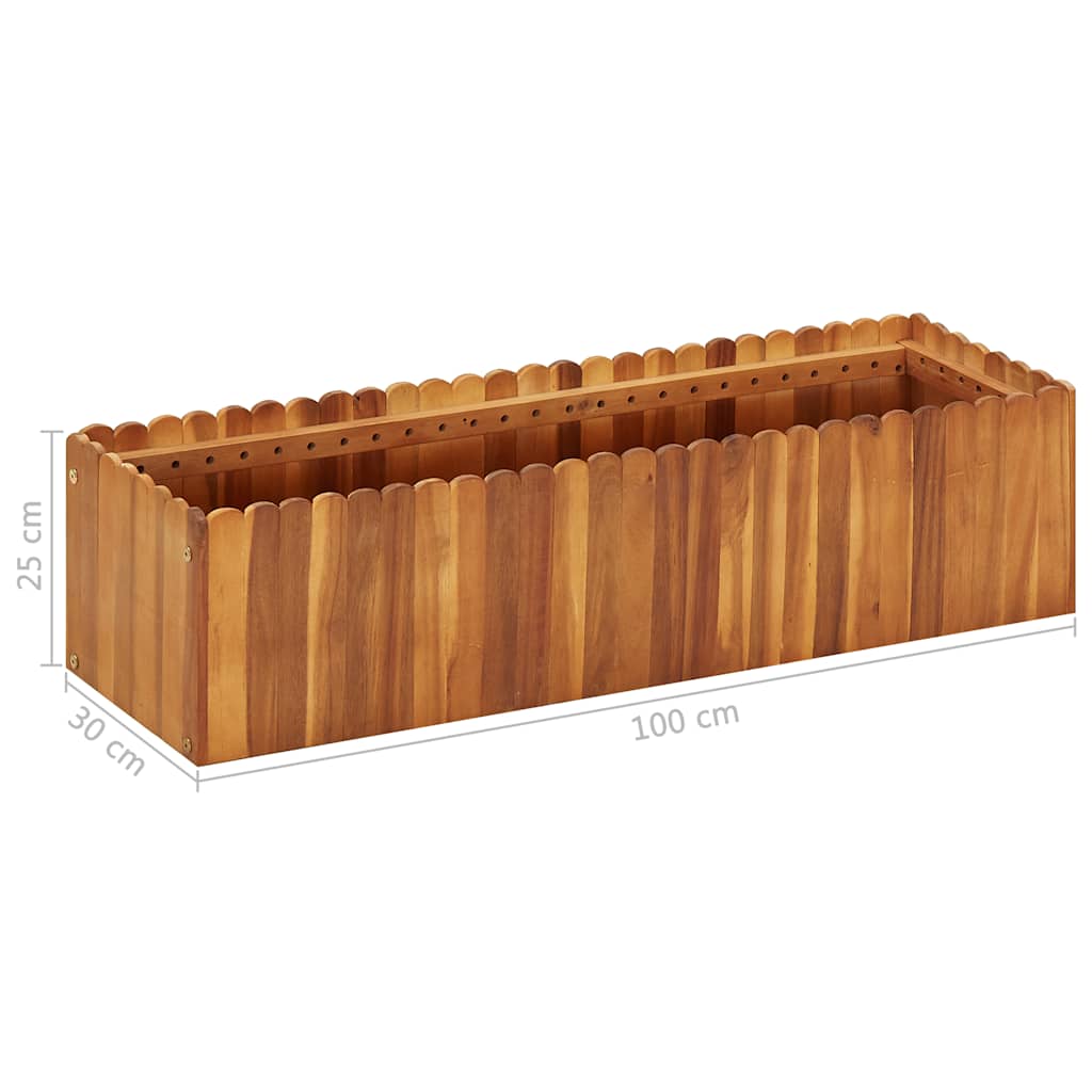 Arriate De Madera Maciza De Acacia 100x30x25 Cm_5