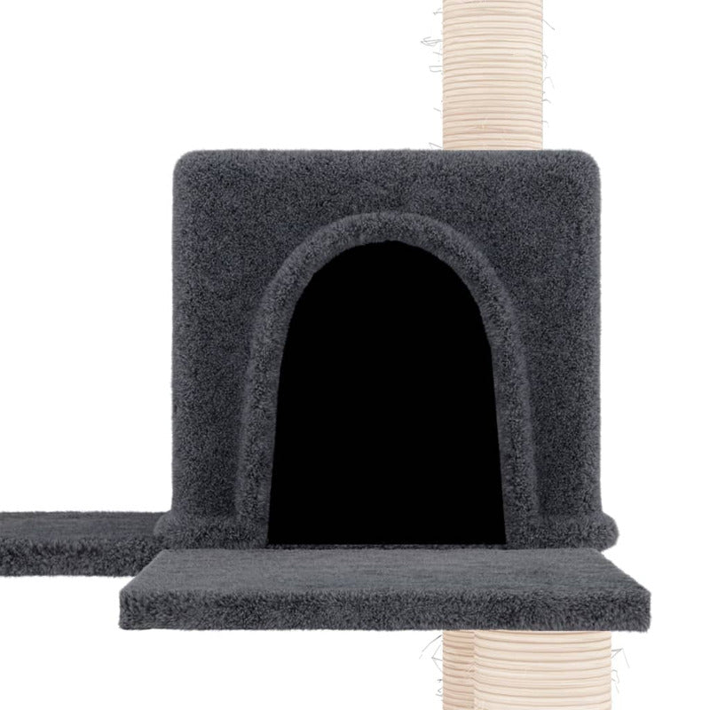 Vidaxl Rascador Para Gatos Con Postes De Sisal Gris Oscuro 153 Cm_5