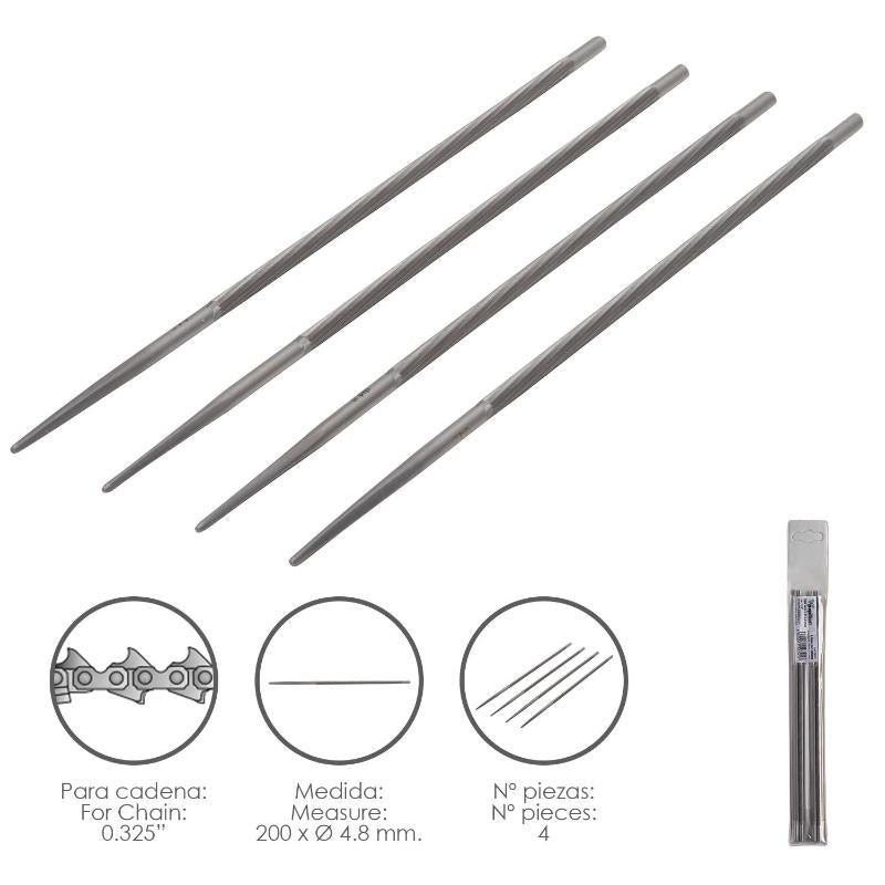 Limas Cadena Motosierra 200 X Ø 4.8 Mm. 0.325 (pack 4 Piezas)_0