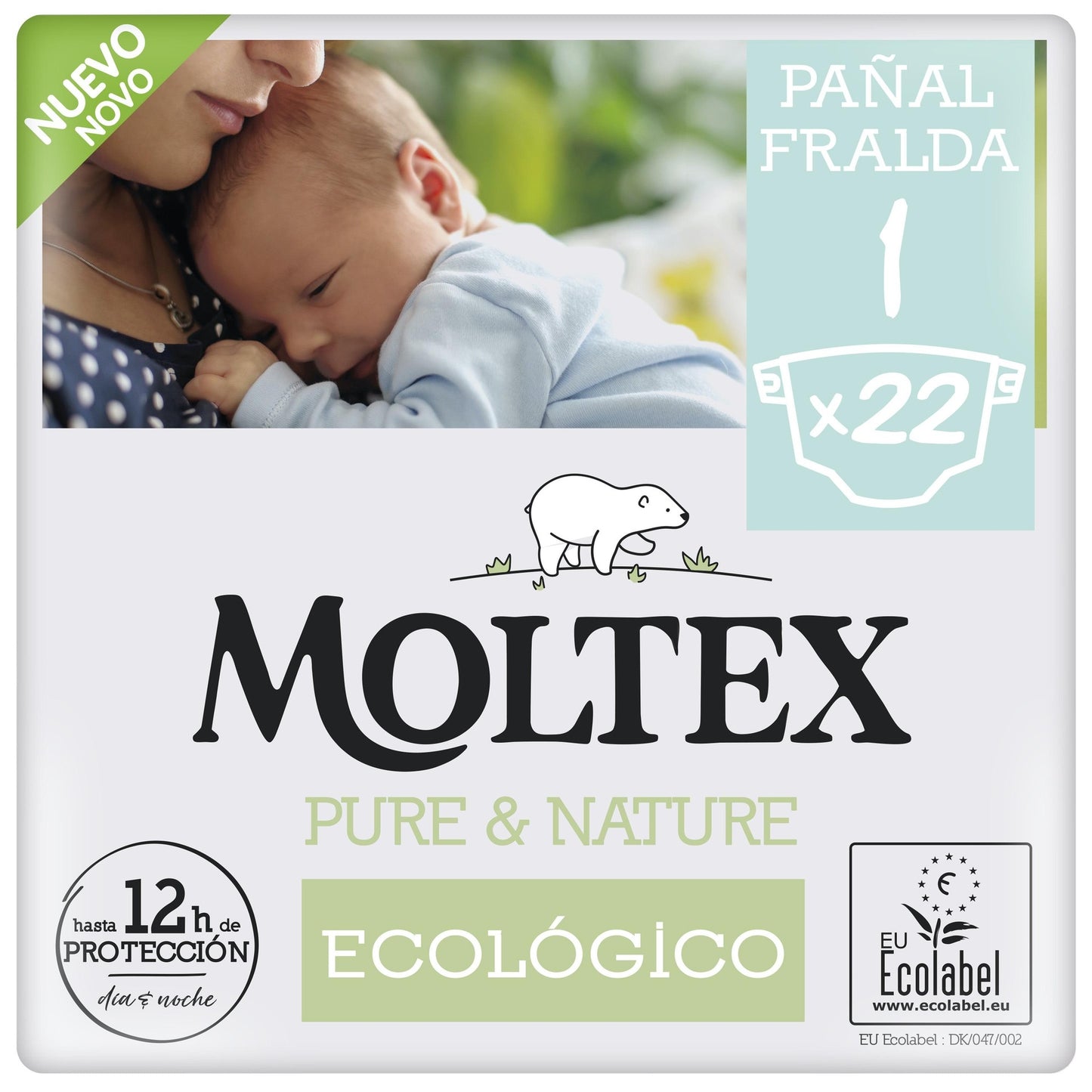 Pañales T1 (2-5kg) Moltex Pure & Nature, 22 Uds