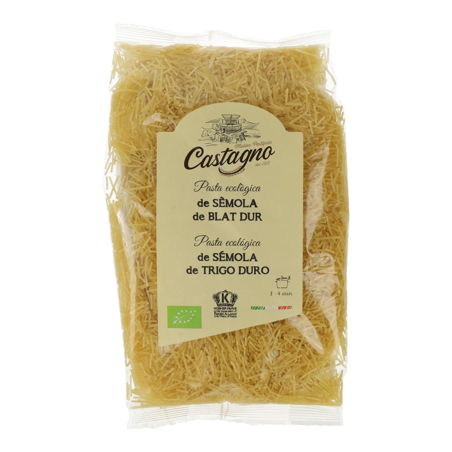 Fideos Trigo Duro (cabello de ángel) ECO Castagno 500 g